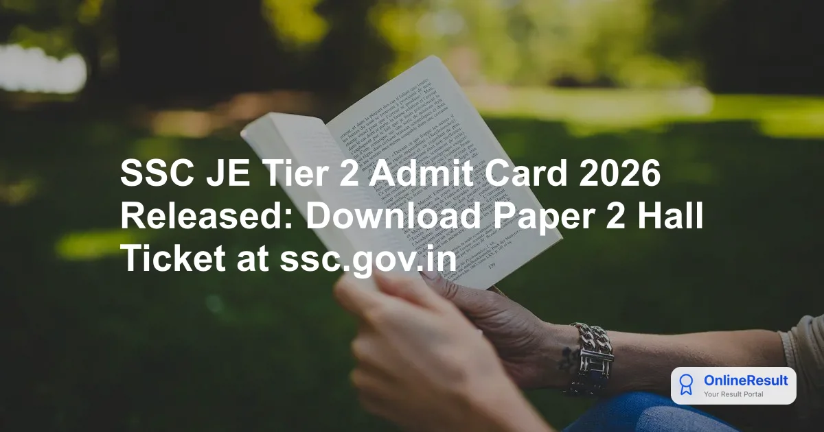 SSC JE Admit Card 2026: Paper 1 Hall Ticket Release Date & Download Guide