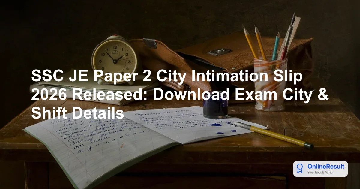 SSC JE City Intimation Slip 2026: Check Paper 1 Exam Date & City
