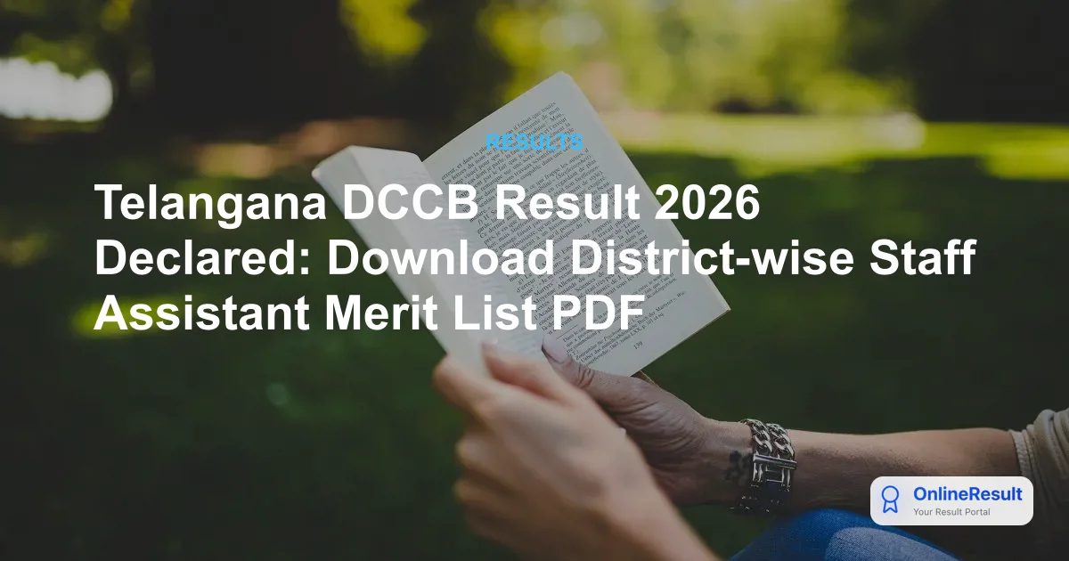 Telangana DCCB Result 2025-26 Out: Download Staff Assistant Merit List PDF