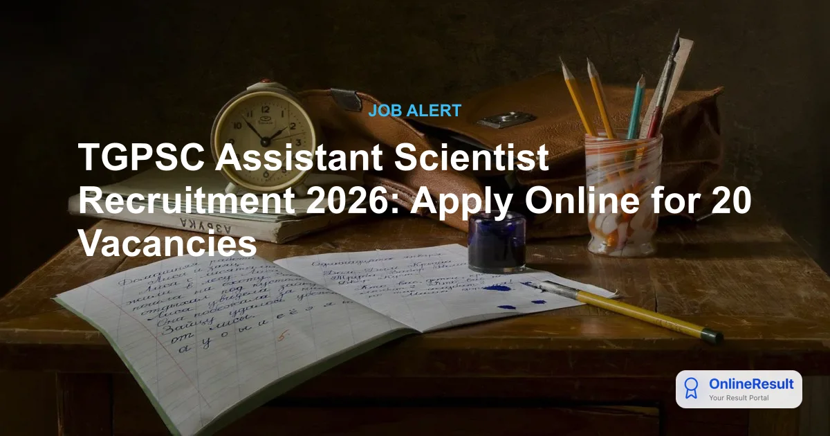 TGPSC Assistant Scientist Recruitment 2026: Apply Online for 20 Vacancies