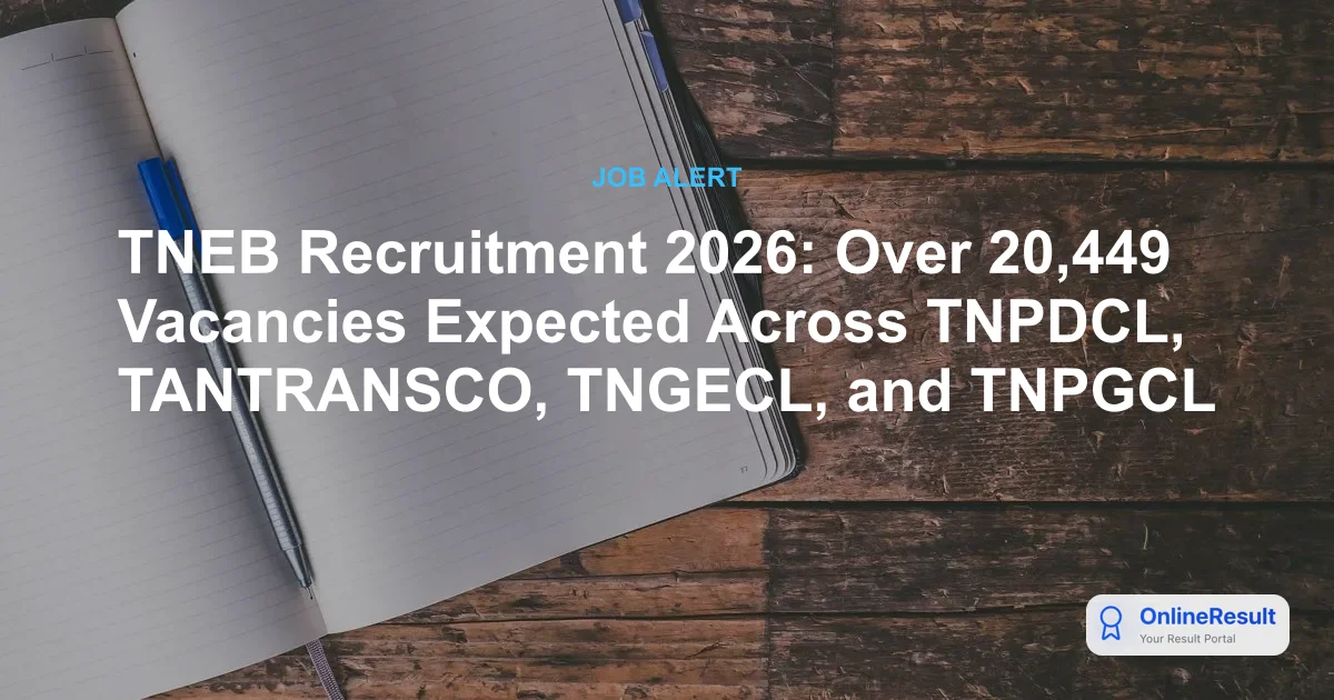 TNEB Recruitment 2026: 20,449 Vacancies Announced Across TNPDCL & TANTRANSCO