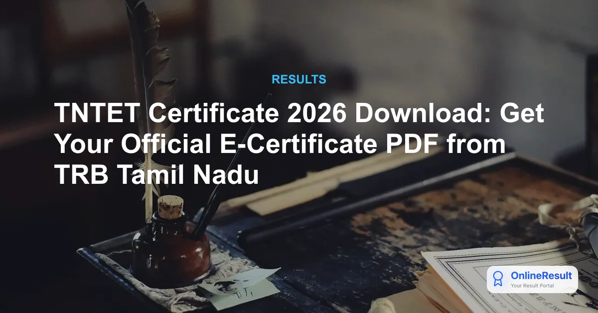 TNTET E-Certificate 2025-26 Out: Download Link, Validity & Process