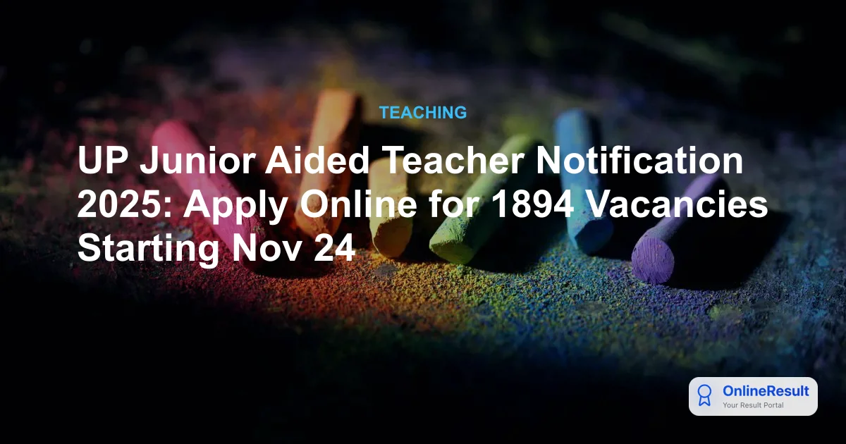 UP Junior Aided Teacher Recruitment 2025: Official Schedule, Vacancies, and Application Guide