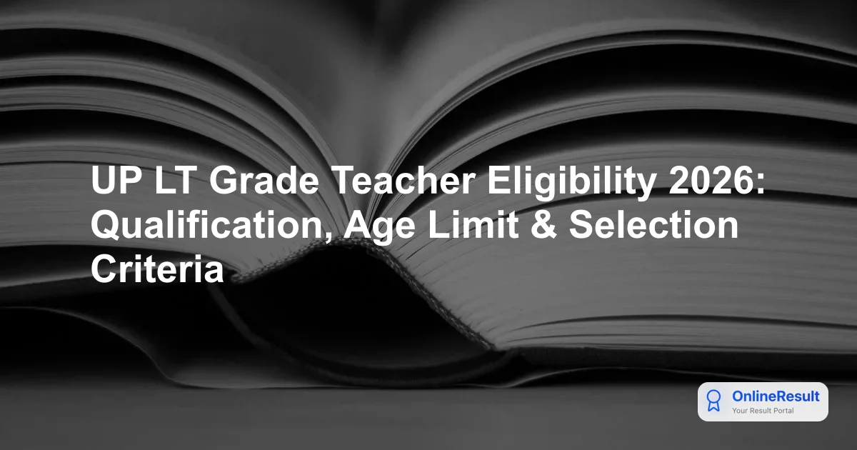 UP LT Grade Teacher Recruitment 2026: Eligibility, Age Limits & Qualifications