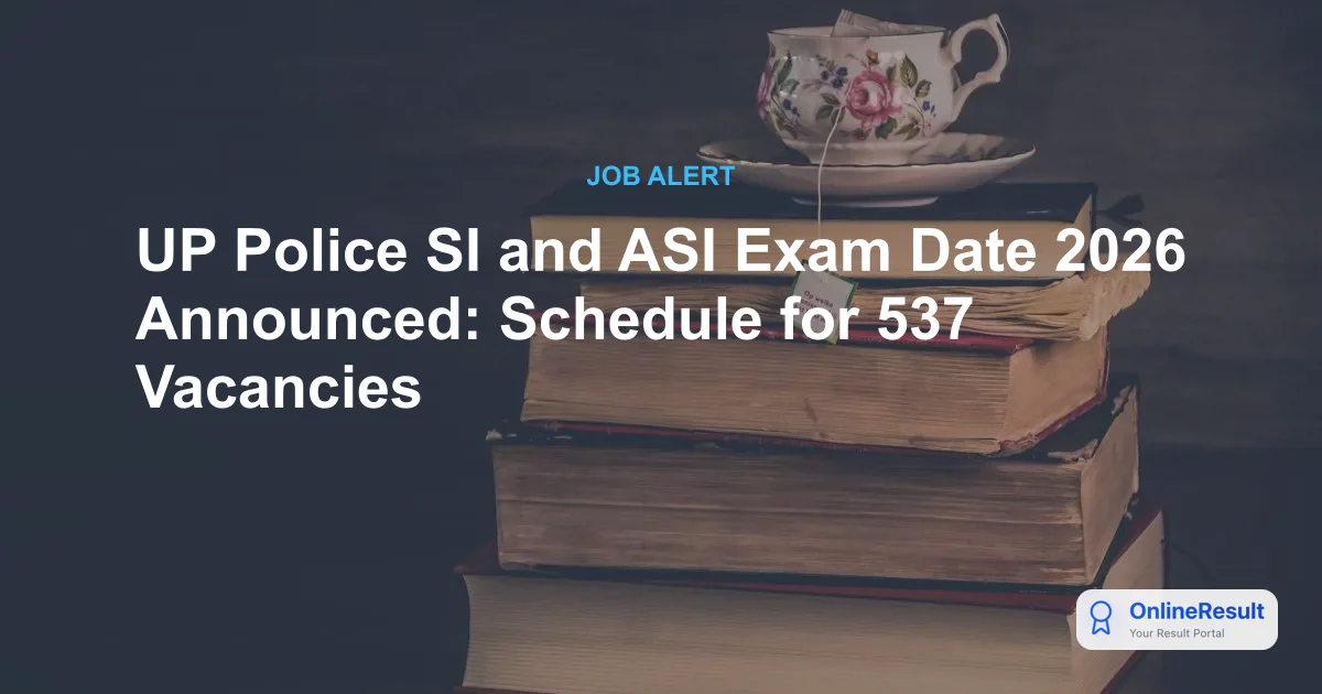 UP Police SI & ASI Recruitment 2025-26: 537 Vacancies, Exam Schedule & Notification
