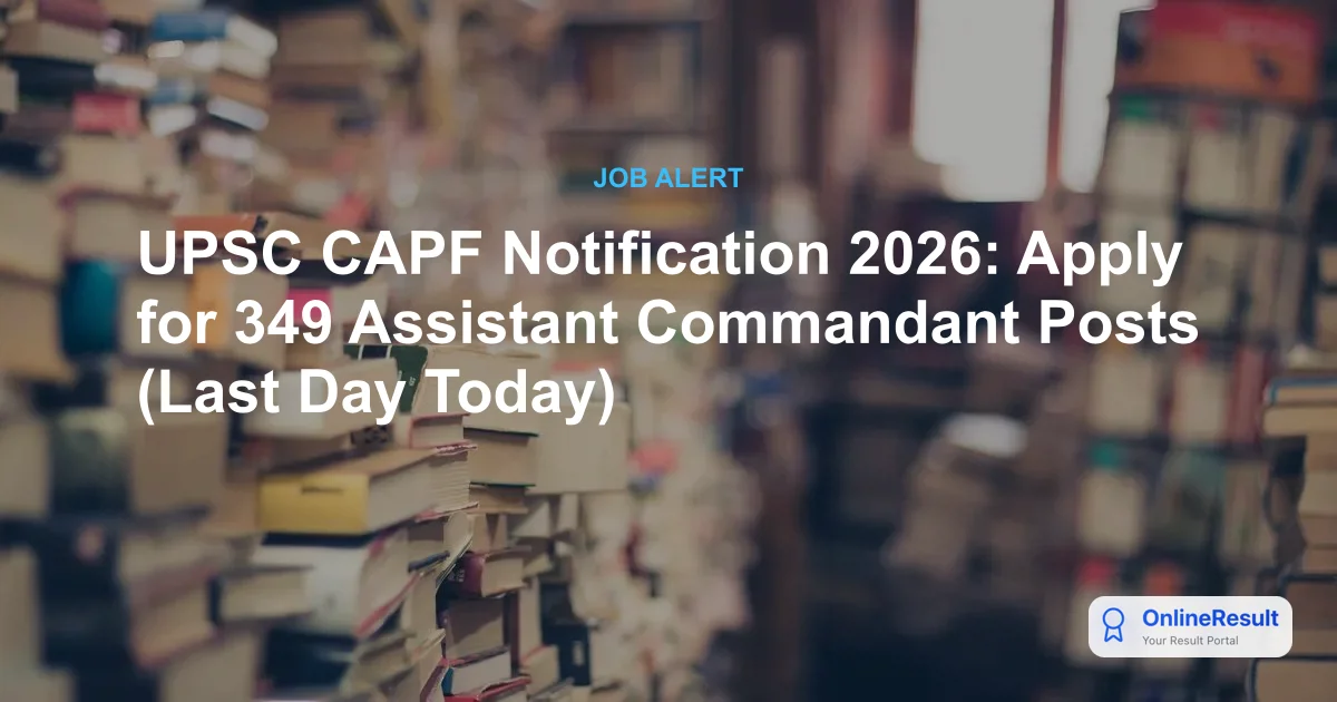 UPSC CAPF Notification 2026 Out for 349 Assistant Commandant Vacancies