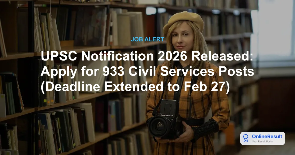 UPSC CSE 2026 Notification: 933 Vacancies Announced, Apply by Feb 27