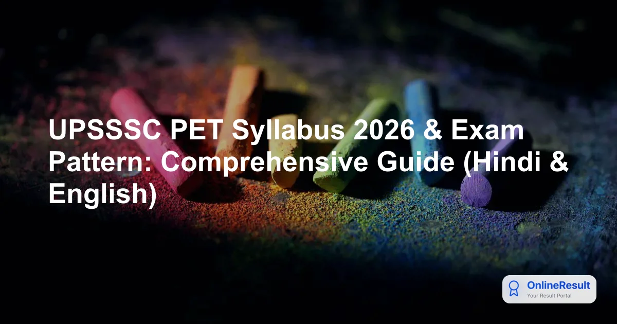 UPSSSC PET 2026: Official Syllabus, Exam Pattern & Subject Weightage