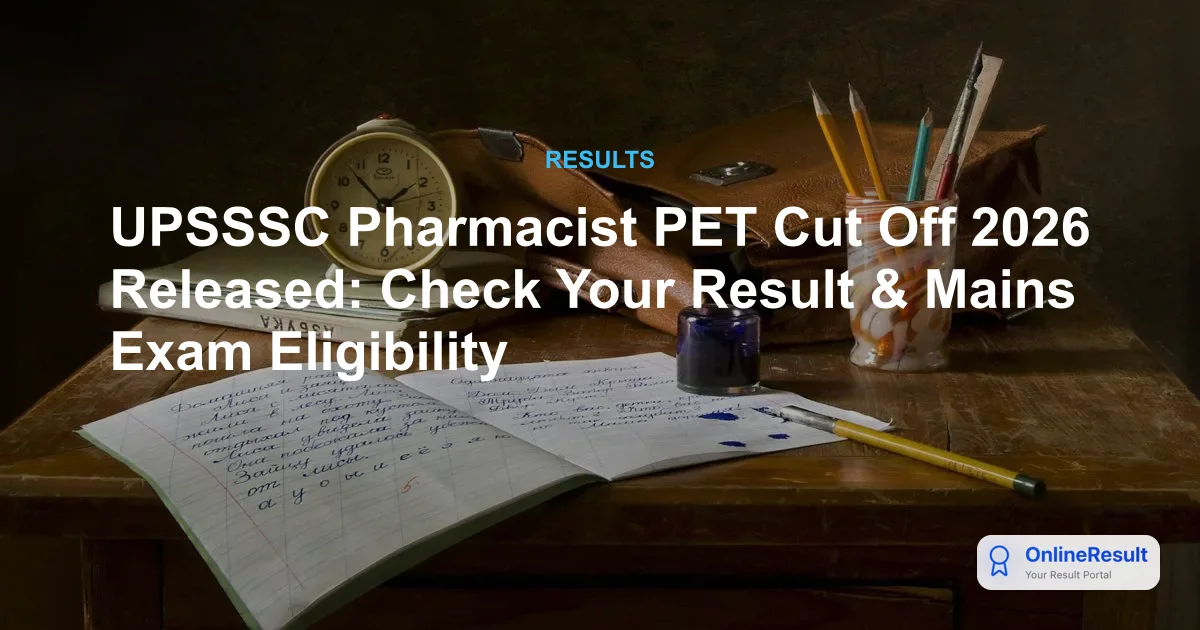 UPSSSC Pharmacist PET Cut Off 2026 Out: Download Results & Scores