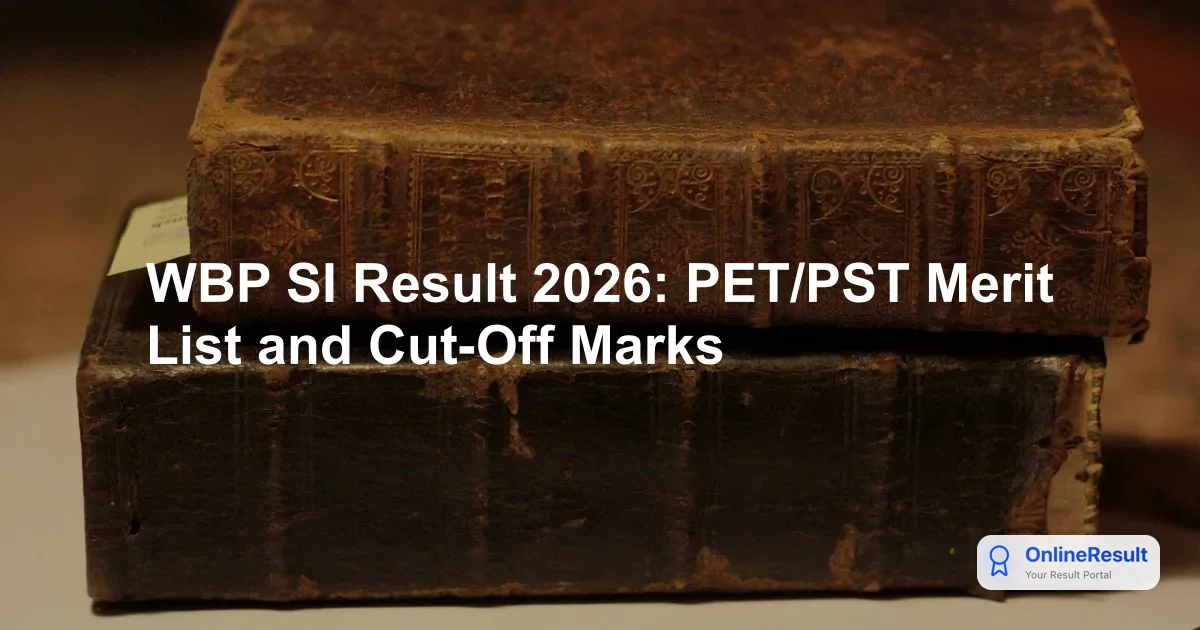 WBP SI PET PST Result 2026: Check Merit List & Cut Off Marks