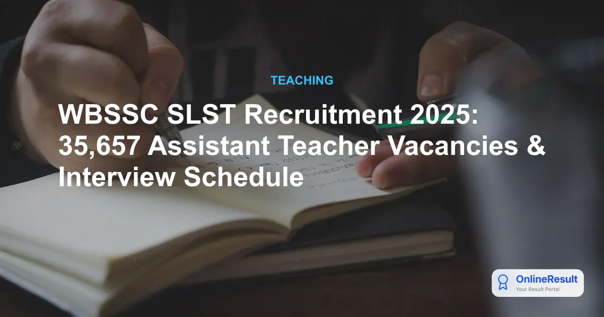 WBSSC SLST 2025: 35,657 Revised Assistant Teacher Vacancies & Updates