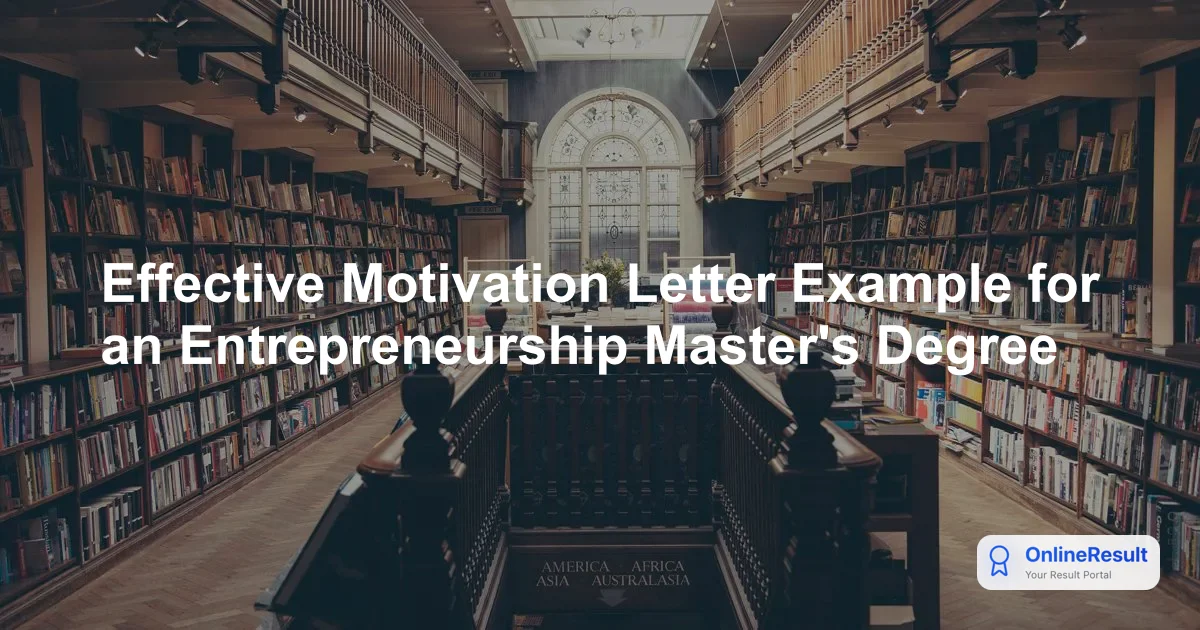 Effective Motivation Letter Example for an Entrepreneurship Master's Degree