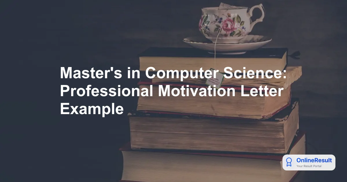 Master's in Computer Science: Professional Motivation Letter Example