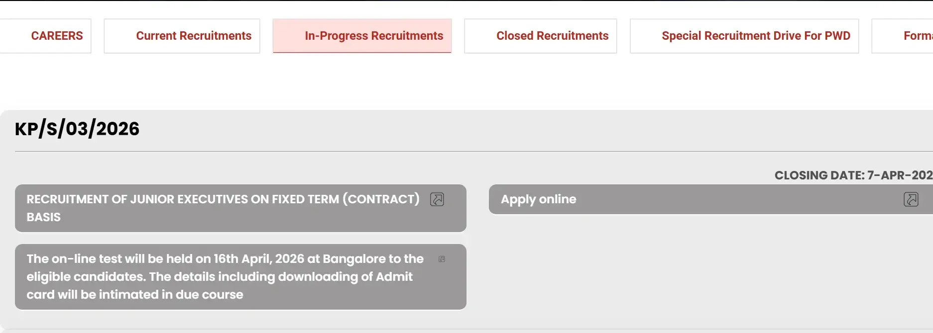 BEML Junior Executive Exam Date 2026 Official Notice