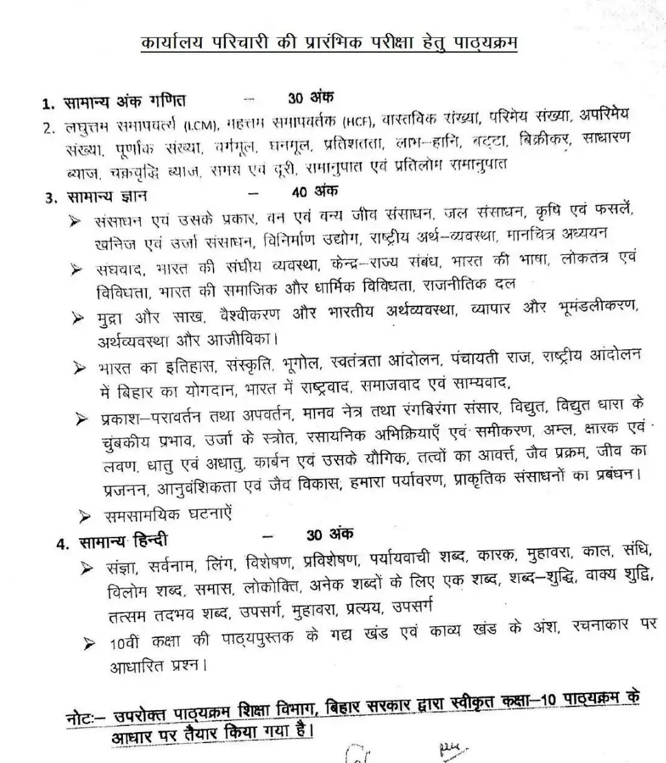 Bihar BSSC Office Attendant Syllabus and Exam Pattern 2026_3.1