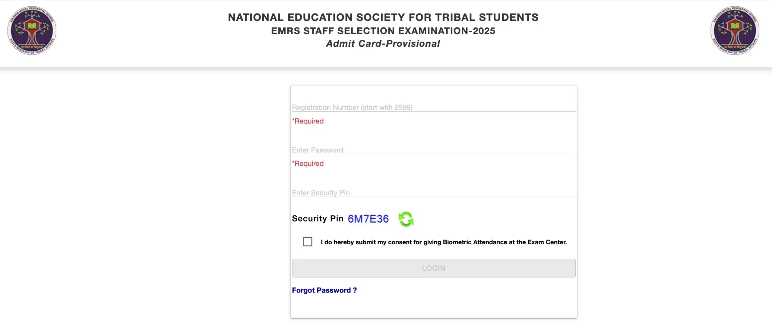EMRS Admit Card 2025 Download Portal