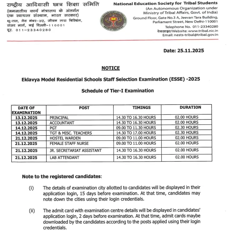 EMRS Hostel Warden Exam Date 2025 Out (635 Posts), Exam on 21 Dec_3.1