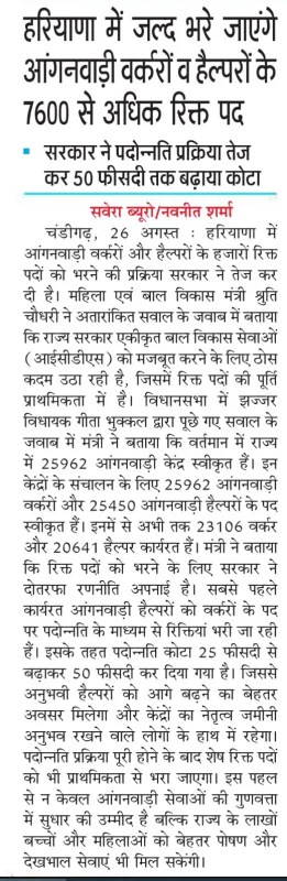 Haryana Anganwadi Recruitment 2026 Overview