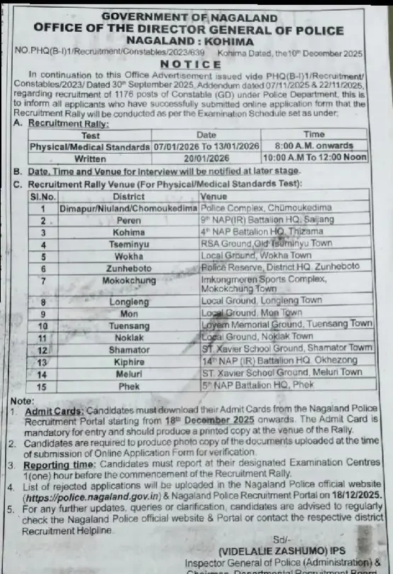 Nagaland Police Constable Admit Card 2025 Out, Physical Test Hall Ticket Link_3.1