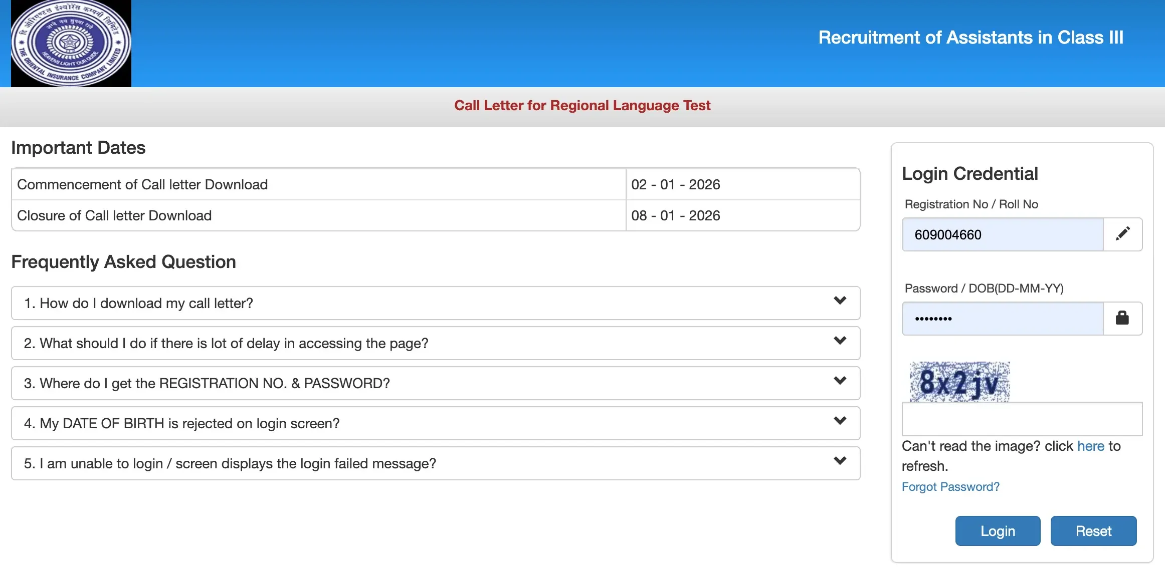 OICL Assistant RLT Exam