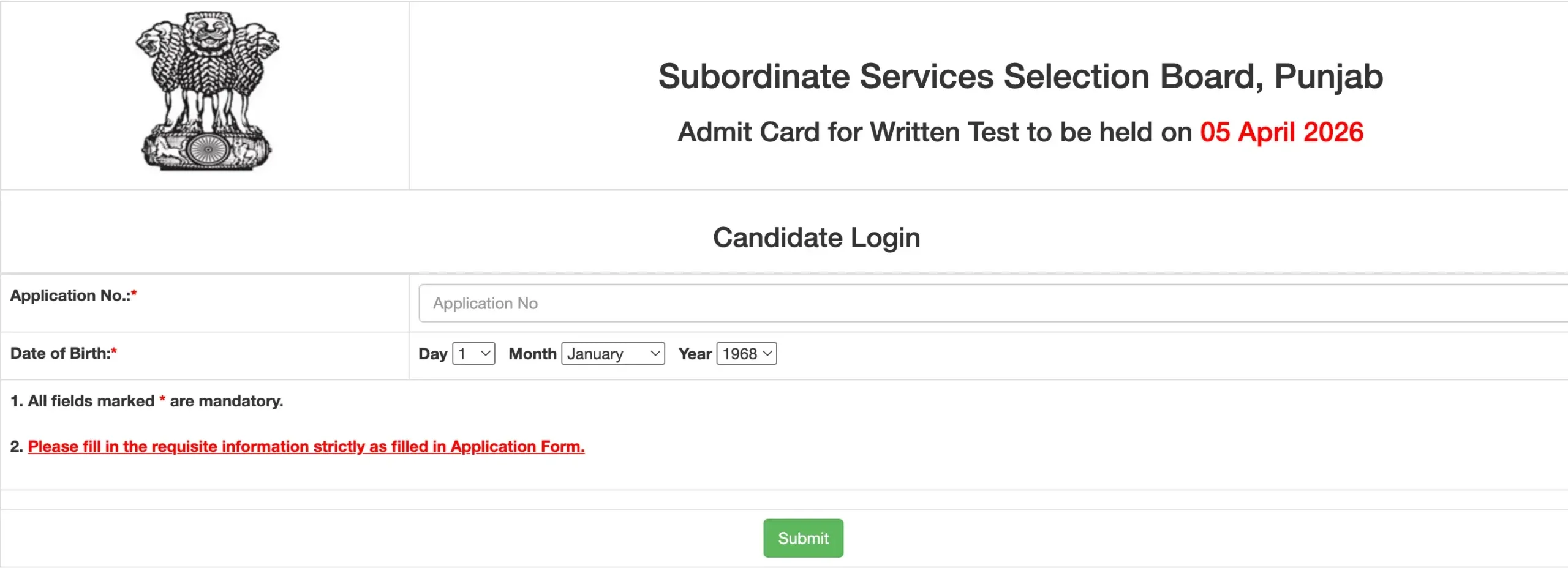 PSSSB Group D Admit Card 2026 Download