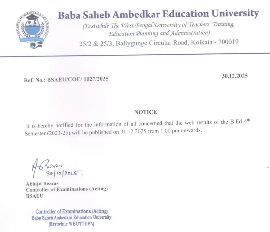 BSAEU Result 2025 Out, Download BEd 4th Semester Marksheet PDF_3.1