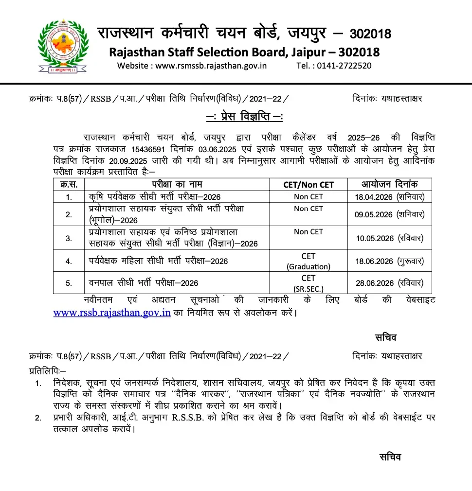 Rajasthan Forester Exam Date 2026 Out, Vanpal Written Exam on 28 June_3.1