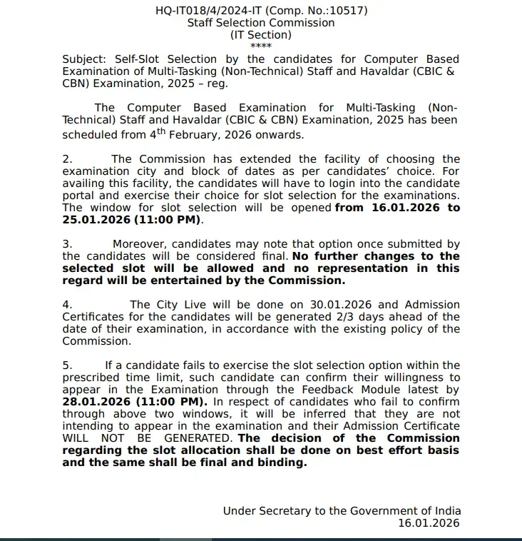 SSC MTS Slot Booking 2026 Final Deadline Guide
