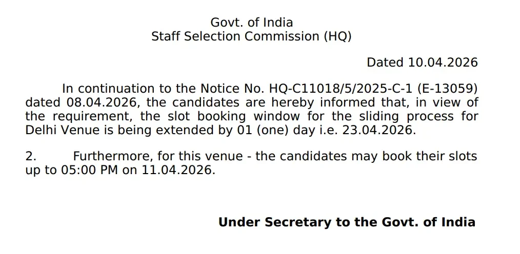 SSC CGL Sliding Mechanism 2025-26: Vacancy Filling Process and Candidate Instructions