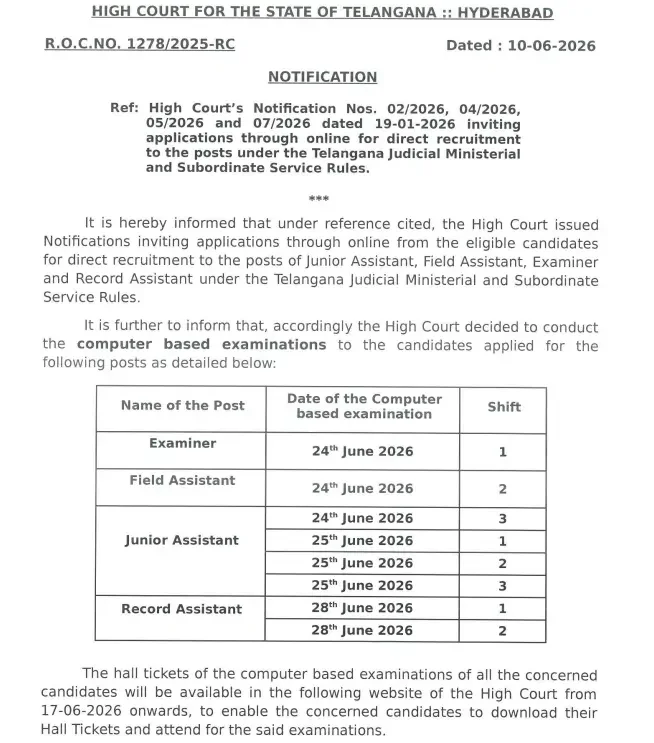 Telangana District Court Exam Date 2026 Out, Check Official Exam Schedule_3.1