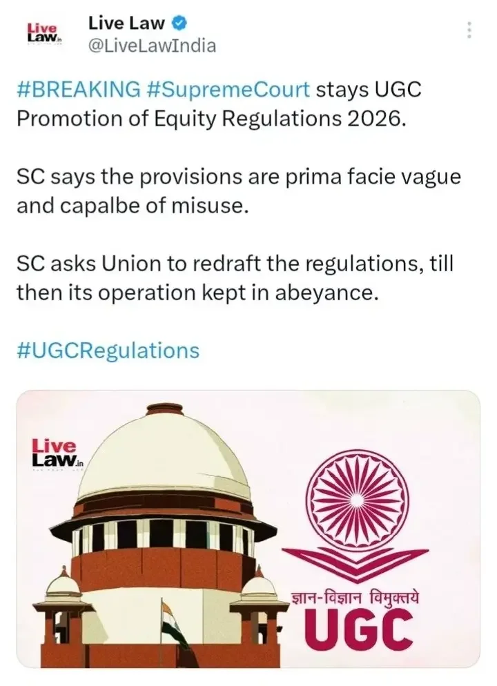 Supreme Court stays new UGC regulations as protest continues