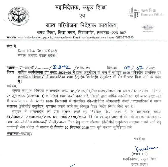 UP ECCE Educator Vacancy 2025 Notification Soon for 8800 Posts