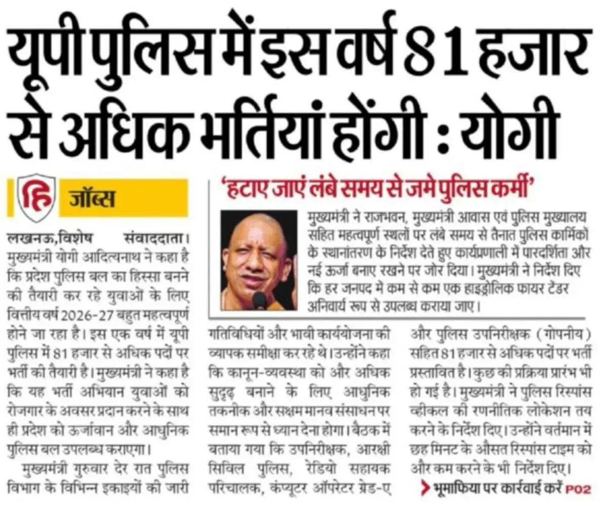 UP Police New Vacancy 2026 Announcement Highlights