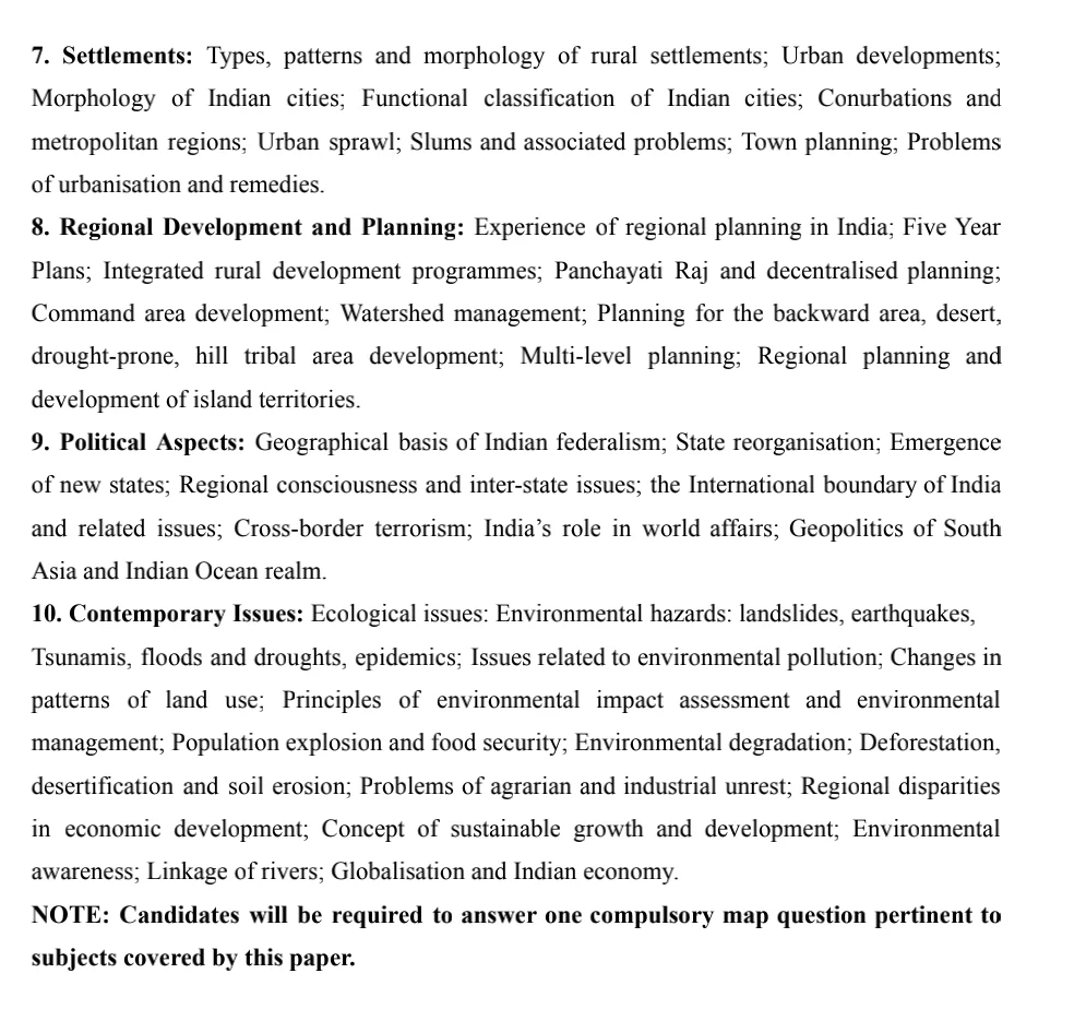 UPSC Geography Syllabus Paper 2