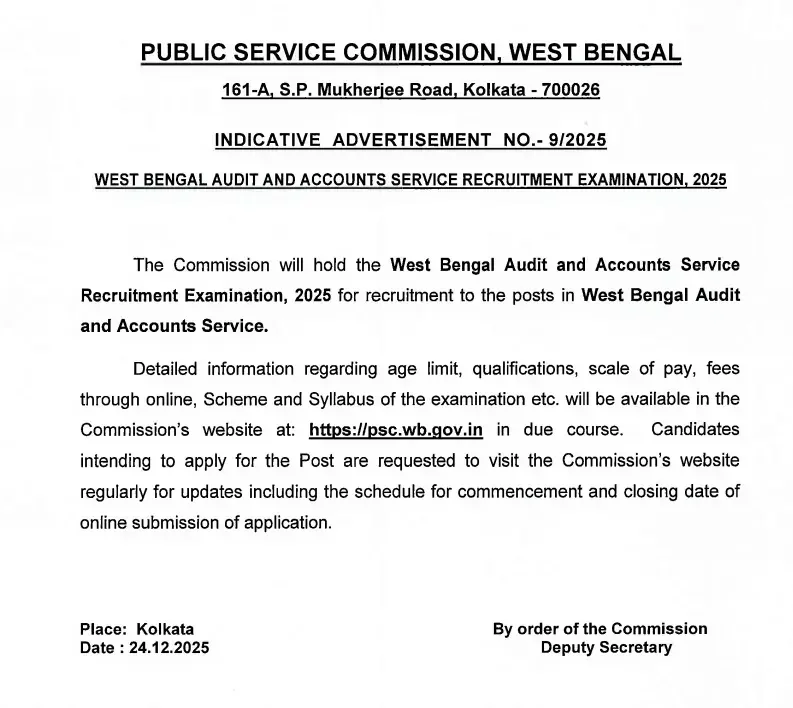 WBPSC Audit & Accounts Service Recruitment 2026 Notification Out, Check Details_3.1