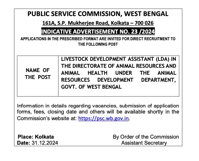 WBPSC LDA Recruitment 2026 Notification, Eligibility, Selection Process_3.1